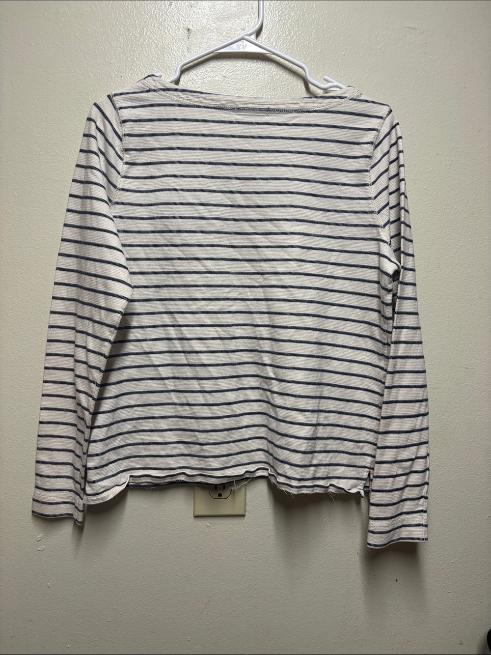 Lauren Ralph Lauren Top Women Large Stripe Cotton Long Sleeve Zip Pocket - Picture 4 of 4